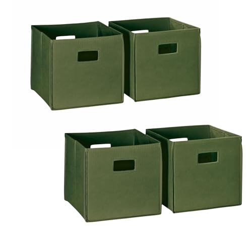 RiverRidge Folding Storage Bins with Handles Olive Cube Storage Organizer for Closet, Bedroom & Playroom - Closet Organizers and Storage Set of 4 by RiverRidge - Used condition - US$12.74
