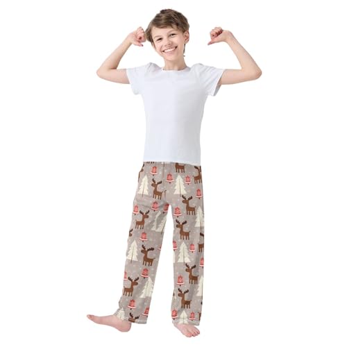 Boys' Pants Christmas Moose Xmas Cute Long Bottoms Jogger Pants Elastic Waist Trousers with Pockets S-XL2