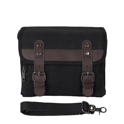 Sac tête moto vintage en finition rétro noire pour bagages latéraux
