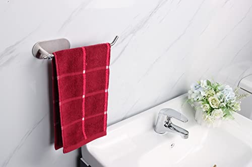 Tocten Hand Towel Holder/Towel Ring, No Drilling Stick On Wall Hand Towel Bar, Sus 304 Stainless Steel Hand Towel Rod, Strong Self Adhesive Hand Towel Rack/Hanger For Bathroom Kitchen (Brushed Nickel) #TOP1
