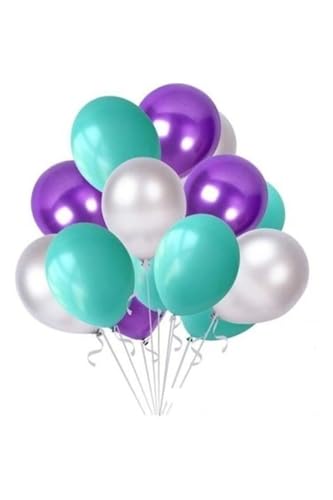 12" Inç Metalik Mor Gri Pastel Mint Yeşili Balon 25 Adet