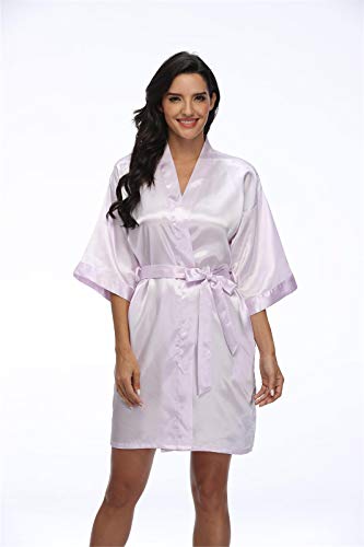 Image of Women's Pure Short Silky Robes Bridesmaid Bride Party Satin Robes Sleepwear