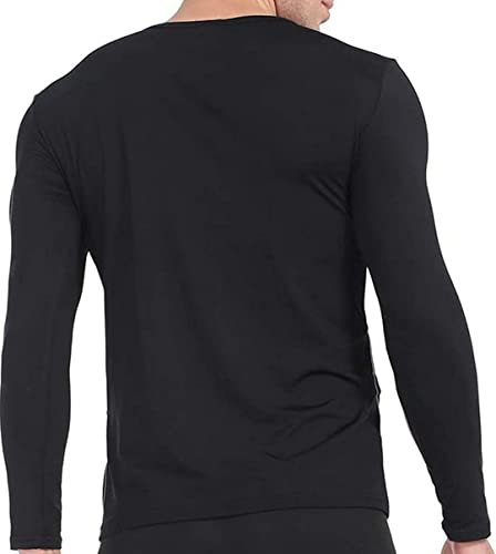 Image of Winter Wear Cotton Plain Black Full Long Sleeve Round Neck T Shirt Sweater for Men