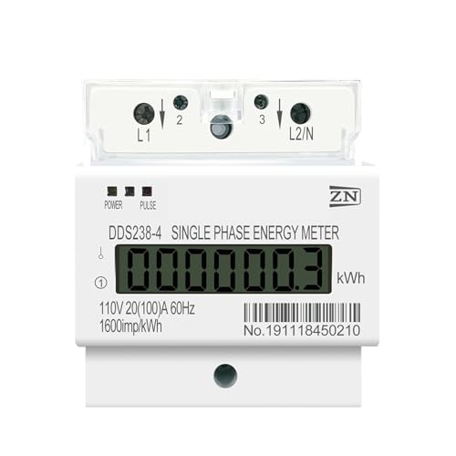 Medidor de energía monofásico con riel DIN y pantalla LCD 100A