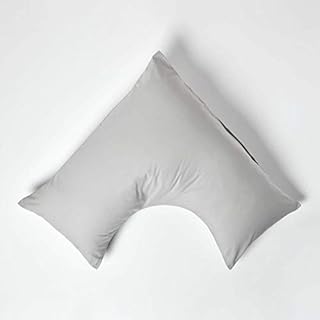 HOMESCAPES Black Pure Egyptian Cotton V-Shape Pillowcase 200 TC 400 Thread Count Percale Equivalent Pillow Case For Nursing Pregnancy and Elderly