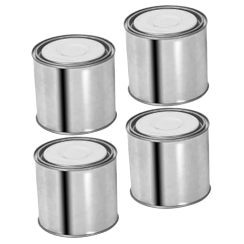 DIYEAH 4 Piezas Unidades de Pequeños Botes de Pintura Cubetas Metálicas Redondas Gruesas con Tapa Envases Sellados para Almacenamiento Seguro de Muestras y Uso Industrial