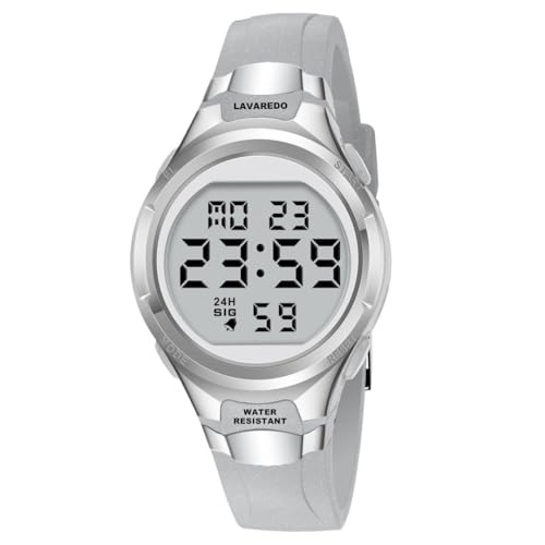 Timever Damen Armbanduhr mit Silikonband,Digitaluhr mit Alarm,Stoppuhr,Datum,Licht L6662S