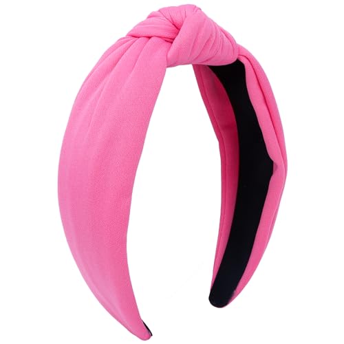 Ondder Pink Headband Top Knot Headbands for Women Cloth Head Bands for Womens Hair Non Slip Fashion Wide Knotted Headbands for Women