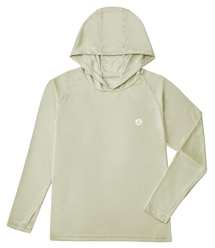 Image of Boys Grils Long Sleeve Sun Shirts UPF50+ Hoodie Thumbhole Rash Guard Quick Dry Atheltic Hiking Workout Water Playing