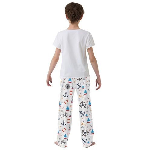 ZZXXB Sailboat Lighthouse Boys Long Pants Soft Trousers Elastic Waist Kids Lounge Bottoms with Pockets S-XL3