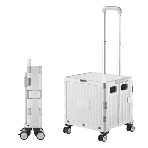 Carrito utilitario con ruedas, capacidad de 50 litros, mango telescópico, portátil para almacenamiento de comestibles y camping