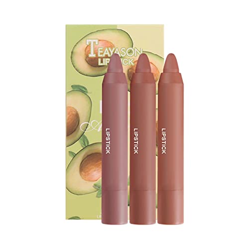 3pcs Matte Fruit Lipstick, Solid Lipstick Crayon Set, Long-lasting Waterproof Smudge-proof Easy To Color Velvet Lipstick, Portable Lipsticks Makeup Kit