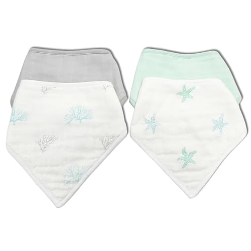 Petite Piccolo Muslin Baby Bibs, 2 Pack, Dribble Bandana Bibs, 100% Cotton, Drool Bibs, Soft and Absorbent, 21.5cm x 41cm - Image 2