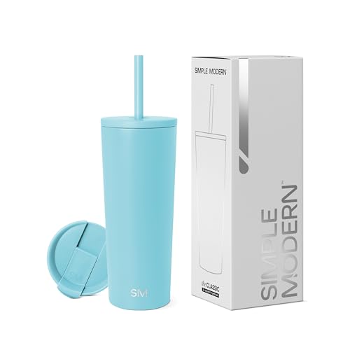 Image of Simple Modern Insulated Tumbler with Lid and Straw | Iced Coffee Cup Reusable Stainless Steel Water Bottle Travel Mug | Gifts for Women Men Her Him | Classic Collection | 24oz | Nantucket Tides