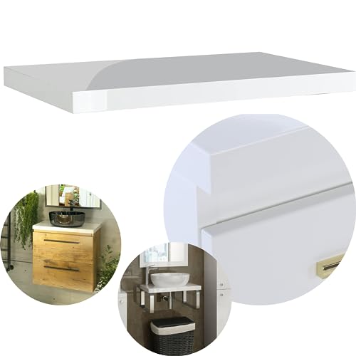 paplinskimoebel Girona Waschtischplatte für Aufsatzbecken Waschbecken, 60 x 40 x 3,6 cm Weiß Hochglanz, Arbeitsplatte für das Badezimmer, Arbeitsplatte für Aufsatzwaschtische