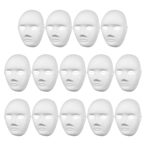 Máscaras de papel maché para pintar Veemoon, 14 piezas blancas para manualidades de adultos