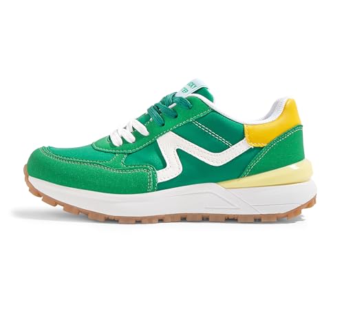 LUCKY STEP Womens Retro Fashion Casual Sneakers,Green,11