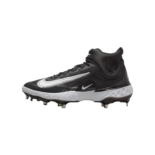 Nike Alpha Huarache Elite 4 Mid Men's Baseball Cleats (DJ6520-003, Black/Dark Smoke Grey/White) Size 9.5
