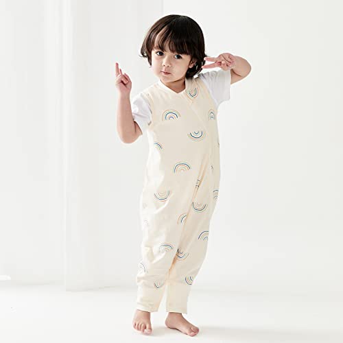 Image of Duomiaomiao 0.5 TOG Toddler Sleep Bag 6-12 Months 100% Cotton Lightweight Baby Sleep Sack with Feet, Breathable Comfy Toddler Wearable Blanket