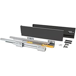 EMUCA 3061412 Kit de Cajón para Cocina o Baño con Guias de Extracción Total y Cierre Suave, Altura 138 mm y Profundidad 350 mm, Gris Antracita, H138 mm