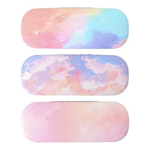 Amexo 3 Piezas Funda Rígida para Gafas de Sol - Estuche Protector Portátil de Cuero PU - Caja para Gafas para Mujeres y Niñas