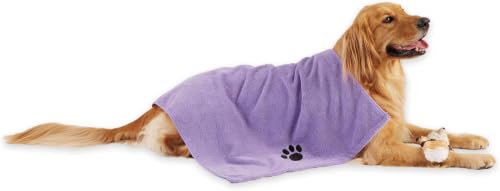 Image of Bone Dry Pet Grooming Microfiber Towel, Embroidered Collection, X-Large,41x23.5, Lavender (Pack of 12)