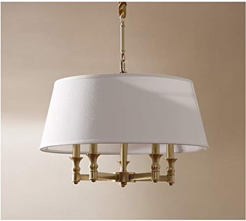 tuzhi Hanglampen Alle Koper Chandelier Classic Plafond Kroonluchter armatuur met White Drum schaduw- 21x12 Inches, Antique Brass Slaapkamer Study Opknoping Lampen photo 3
