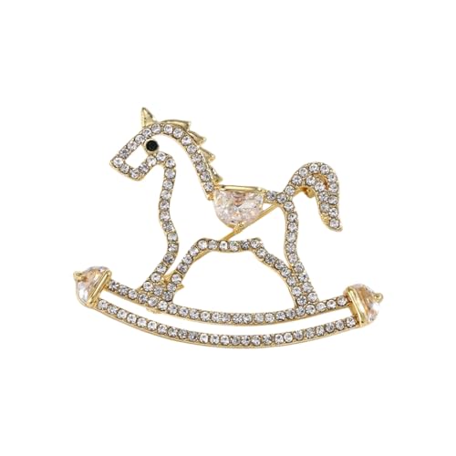 Gold Horse Brooch Sparkling Rhinestones Detail Elegant Jewelry Gift For Women