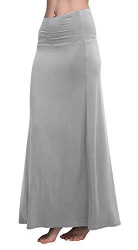 Image of Urban CoCo Women's Stylish Spandex Comfy Fold-Over Flare Long Maxi Skirt