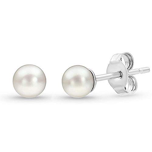 Flaneur Global Pearl Studded Piercing Silver Studs Clasp Tops Silver Earrings in Pure 92.5 Sterling Silver-image-0