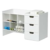 BLUE GINKGO ハイブ スタックデスクオーガナイザー – 積み重ね可能なペンホルダー 引き出し付き文房具オーガナイザー – オフィス収納 学用品 メイクアップ (韓国製, ホワイト)