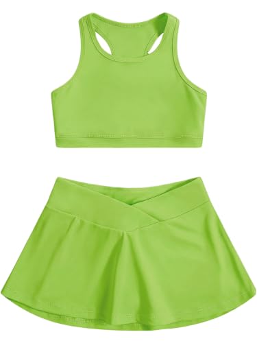 Image of SOLY HUX Toddler Girl's 2 Piece Workout Outfits Lightweight Crop Tank Tops and Skort Athletic Set