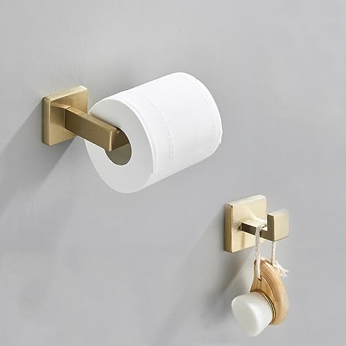 Ensemble de matériel de salle de bain doré brossé en inox avec barres