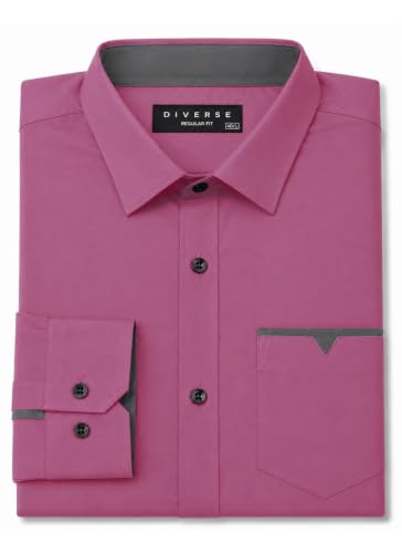 Image of Diverse Men's Cotton Blend Shirt with Pocket Design Spread Collar Full Sleeves Regular Fit and Standard Length | Comfortable Cotton Casual Shirt for Man