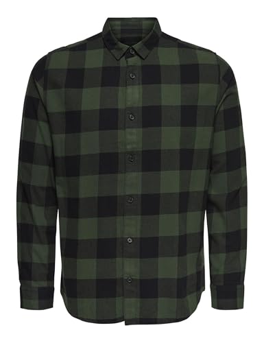 Only & Sons NOS Onsgudmund LS Checked Shirt Noos Camicia, Verde (Forest Night Forest Night), X-Large Uomo Only & Sons NOS Onsgudmund LS Checked Shirt Noos Camicia, Verde (Forest Night Forest Night), X-Large Uomo