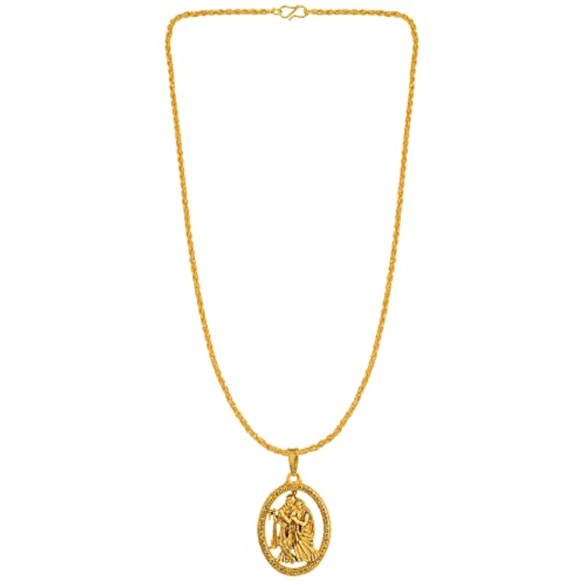 Gold Plated Brass Radha Krishna Image Locket Pendant