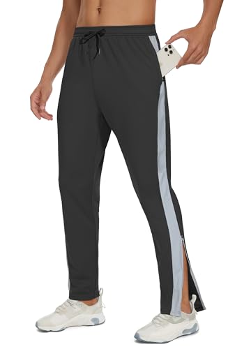 JWM Men's Sweatpants Zipper Legs Bottom - Tapered Track Traning Running Athletic Workout Basketball Slim Fit Pant Zip Pockets