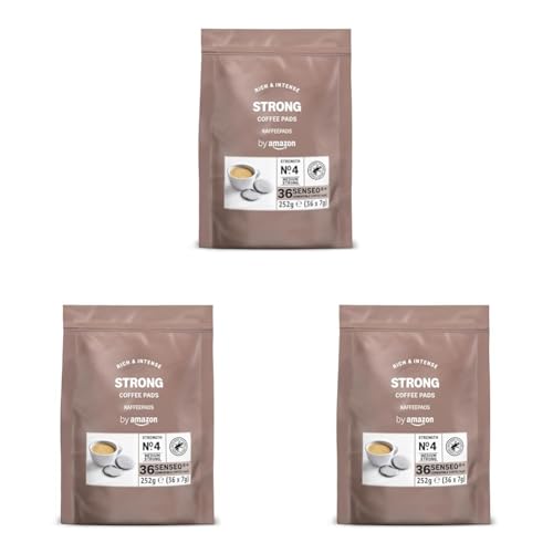 by Amazon Dosettes de Café Résistantes, Adaptés à la Machine Senseo, 36 Unités (3 Paquet de 36) – Certifiées Rainforest Alliance