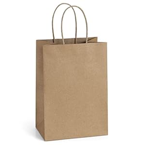 BagDream 100Pcs 5.25x3x8 Inches Gift Bags Small Paper Bags with Handles Bulk Kraft Brown Paper Shopping Wedding Birthday Party Favor Gift Bags For Goody Craft