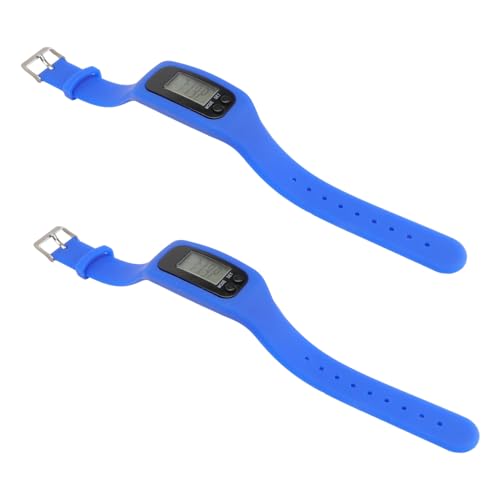 Gogogmee 2 Piezas Reloj Pulsera Pedómetro Digital Electrónico con Pantalla LCD Contador de Distancia y Calorías para Diseño Duradero y de Energía Color Azul Pack