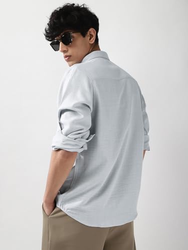 Image of Urbano Fashion Men's Linen Blend Full Sleeve Relaxed Fit Casual Solid Shirt
