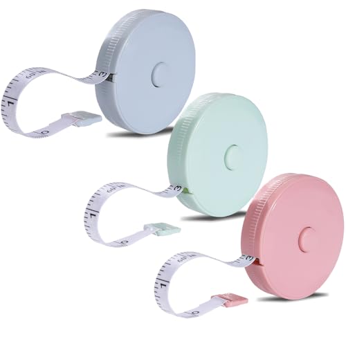 3 Pack Tape Measure, Measuring Tape for Body Measurements,Fabric Sewing Tailor Cloth Knitting, Craft Weight Loss Retractable 60-inch 1.5 Meter, Premium Sewing Tape Double Scale Ruler