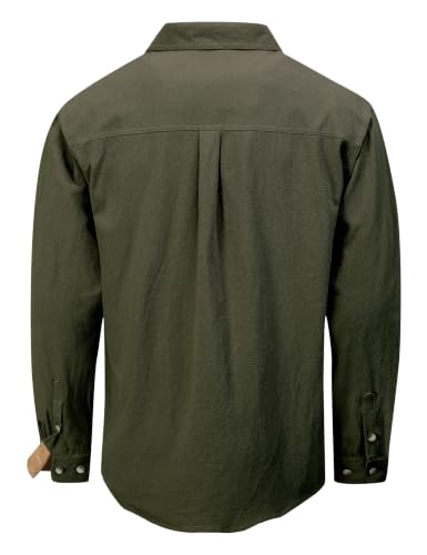 Drazivon Men's Button Down Long Sleeve 100% Cotton Flannel Shirt Green S - image 3