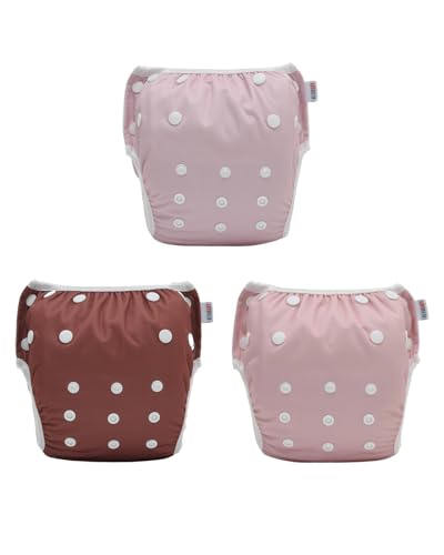 Image of ALVABABY Large Cloth Swim Diaper 3pcs Baby/Toddler/Infant Snap Reusable Adjustable Swimming Diaper Baby Boy and Girl 3ZSWY74A