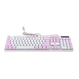 UKCOCO Clavier Mécanique Gaming RGB Filaire 104 Touches Rétroéclairées LED Blanc et Vi...