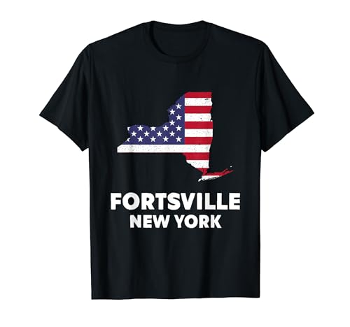 Distressed Patriotic USA Flag Fortsville, New York T-Shirt