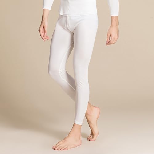 Mens Silk Thermal Underwear Long Johns Pants Knit Mulberry Silk Lightweight Base Layer Bottom Legging for Cold Weather4