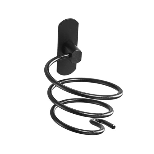 DLNXRUIS Porta Asciugacapelli da Parete,Incluso Adesivo Rimovibile Supporto Phon da Parete,Alluminio Spaziale Portaphone da Bagno,Salone di Parrucchiere (Nero, 12 * 9.5cm)