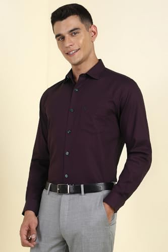 Image of Allen Solly Men's Striped Cotton Blend Formal Shirt | Classic Fit | Crisp Tailored Look | Office, Business & Workwear