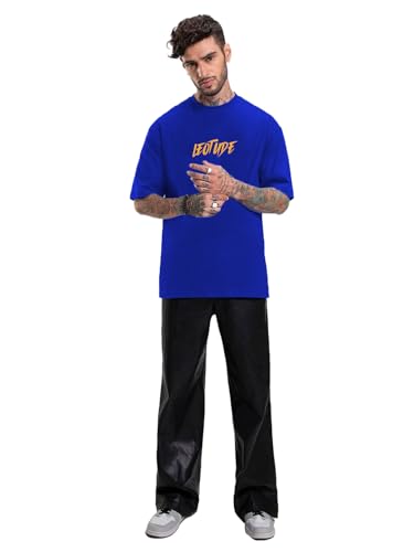 Image of LEOTUDE Men's Cottonblend Oversized Round Neck T-Shirt | T Shirt for Man